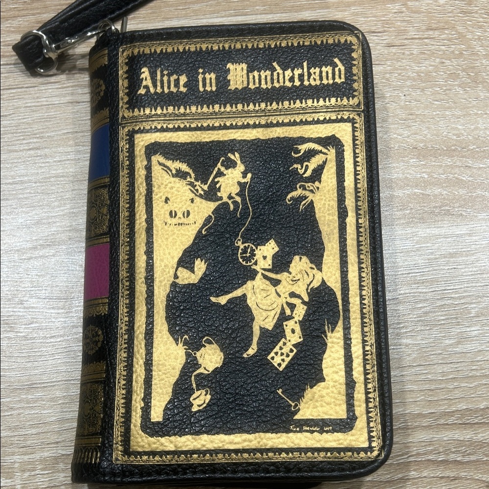 Ashley m artist Alice in Wonderland Gold & Black Book Wallet